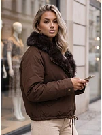 Dámská zimní bunda s odnímatelným límcem, hnědá, FashionStreet TY6071 Dámská zimní bunda s odnímatelným límcem, hnědá, FashionStreet TY6071