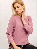 Volná halenka se zavazováním dole špinavě růžová (4691)