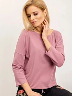 Volná halenka se zavazováním dole špinavě růžová (4691)