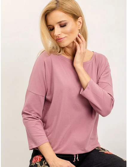 Volná halenka se zavazováním dole špinavě růžová (4691)