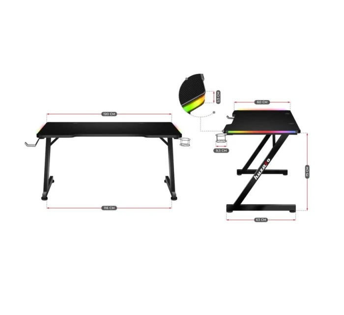 Herní stůl Hero model 21326116 RGB - Huzaro