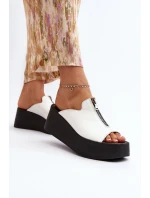 Zazoo 2916 Dámské Žabky na Masivní Platformě se Zipem Bílé