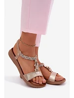 Dámské sandály Ploché Zlaté S.Barski KV61-6051