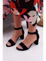 Dámské Sandály Na Podpatku Semišové Černé Lexi
