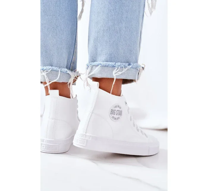 Women's Leather High Sneakers Big Star model 19948627 White - Big Star Shoes