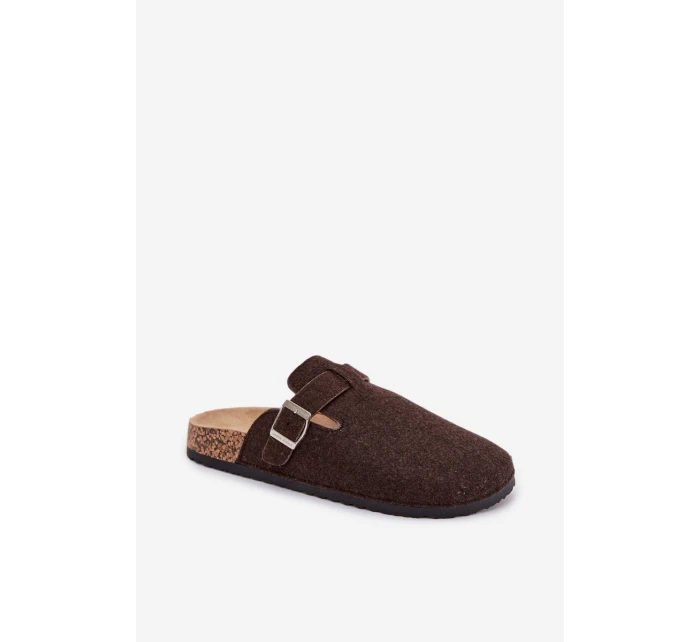 Pánské domácí pantofle s přezkou Luvan – čokoládové