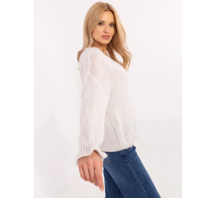 Dámský svetr MI SW model 20973276 Světle šedý / béžový - FPrice Dámský svetr MI SW model 20973276 Světle šedý / béžový - FPrice