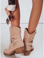 Dámské semišové kovbojské boty béžové model 21994587 - Dstreet Dámské semišové kovbojské boty béžové model 21994587 - Dstreet