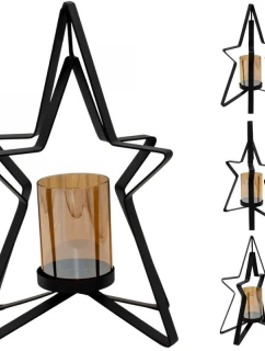 KOVOVÝ SVÍCEN 31,5 CM HVĚZDA SLÍDA