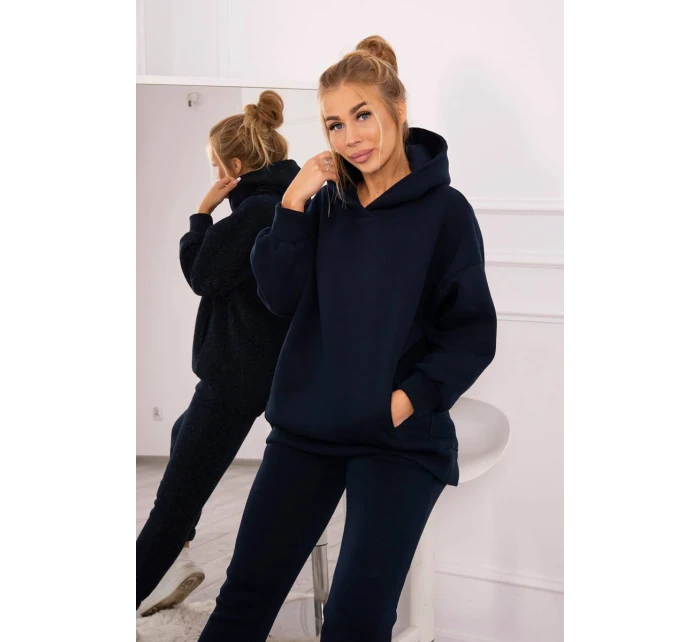 Zateplený set s mikinou s kapucí tmavě modrý Zateplený set s mikinou s kapucí tmavě modrý