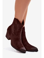 Dámské perforované kotníkové boty Kovbojky Vinceza 58150 Hnědé