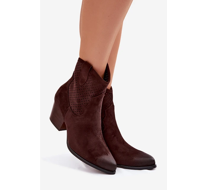 Dámské perforované kotníkové boty Kovbojky Vinceza 58150 Hnědé