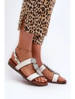 Dámské ploché sandály s ozdobami Sergio Leone White Dámské ploché sandály s ozdobami Sergio Leone White