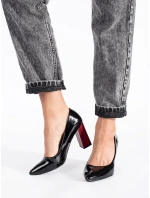 Luxusní černé lodičky dámské na širokém podpatku Luxusní černé lodičky dámské na širokém podpatku