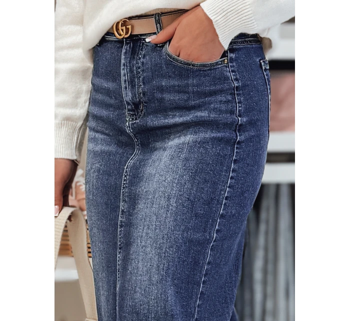 Džínová midi sukně s rozparkem MERITTA navy blue FashionStreet CY0482 Džínová midi sukně s rozparkem MERITTA navy blue FashionStreet CY0482