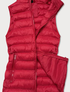 Tmavě červená krátká dámská prošívaná vesta model 16279875 - J.STYLE