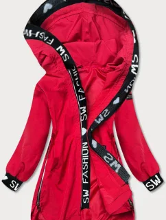 Jednoduchá červená dámská bunda (B8018-4)