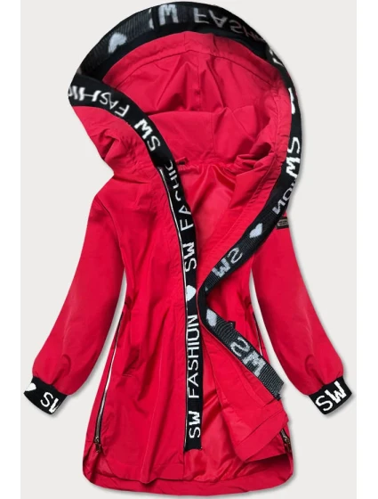 Jednoduchá červená dámská bunda (B8018-4)