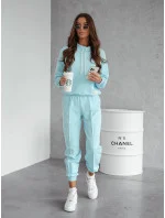 Světle modrý dámský teplákový komplet - mikna se stojáčkem a kalhoty (82162)