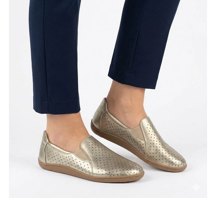 Kožené ažurové barefoot boty zlaté M.Daszynski OL38-2 Kožené ažurové barefoot boty zlaté M.Daszynski OL38-2