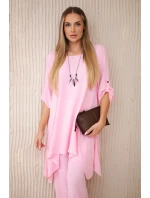 Sada halenky + kalhot s přívěskem bonbónově růžová