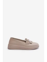 Lehké Dámské Mokasíny Kožené Na Platformě Beige model 21655865 - S.Barski