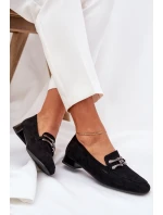 Mokasíny S Ozdobou Na Podpatku Eko Semišové Černé model 21685313 - Boto