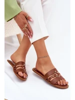 Plážové Dámské Pantofle Se Zlatým Detailem Camel Noroti Plážové Dámské Pantofle Se Zlatým Detailem Camel Noroti