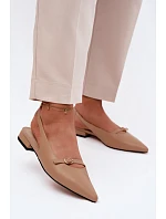 Kožené sandály na nízkém podpatku Maciejka K7449-04 tmavě béžové