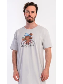 Pánská noční košile s krátkým rukávem Méďa na kole