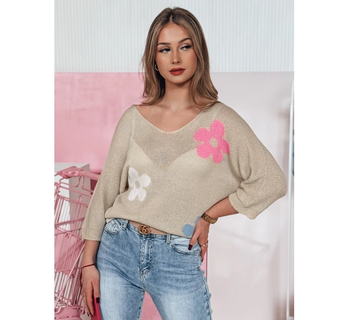 Dámský prolamovaný svetr beige Dstreet model 21976226 - FashionStreet