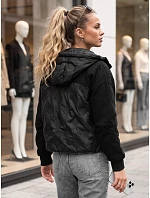 Dámská prošívaná přechodová bunda s kapucí, černá, FashionStreet TY6093 Dámská prošívaná přechodová bunda s kapucí, černá, FashionStreet TY6093