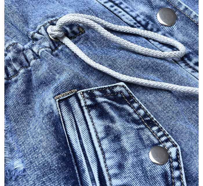 Světle modrý džínový přehoz přes oblečení s kapucí (POP7011-K)