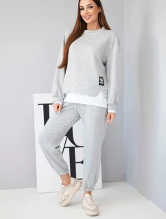 Dámský komplet s mikinou a tepláky šedý melír model 21808639 - K-Fashion