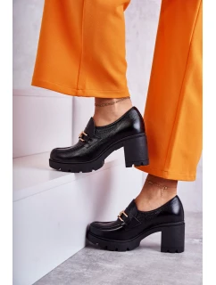 Kožené boty na se zlatým zdobením Černé model 21596585 - Boto