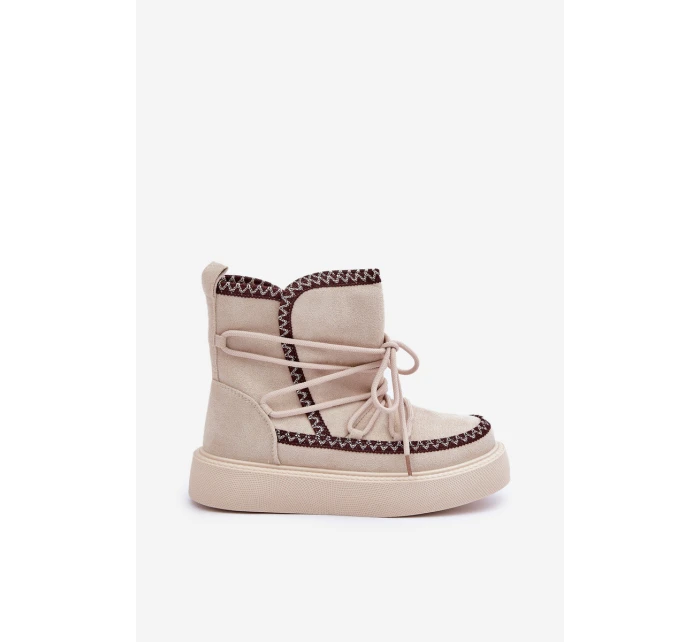 Dámské Sněhule S Na Platformě Světle Béžové model 21680230 - Boto Dámské Sněhule S Na Platformě Světle Béžové model 21680230 - Boto