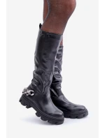 Kozačky Na Plochém Podpatku S Černé model 21680857 - Boto