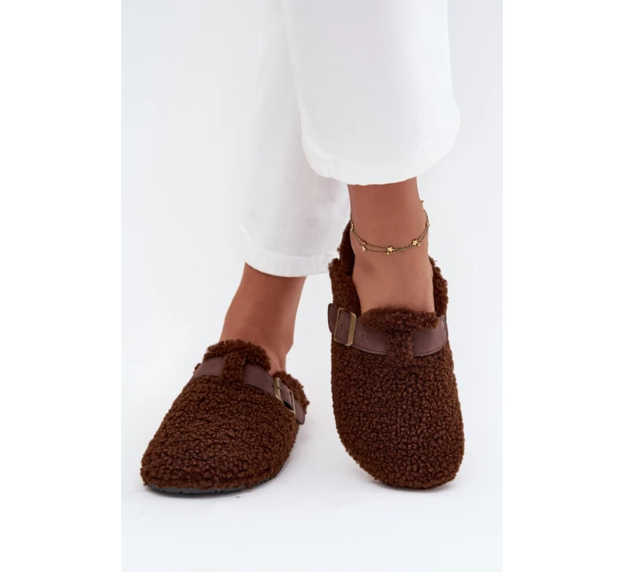 Dámské pantofle s kožešinou typu beránek Hnědé Lorivine