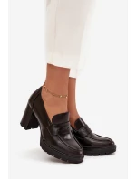 Dámské polobotky na sloupku z eko kůže čokoládové model 21710751 - Boto