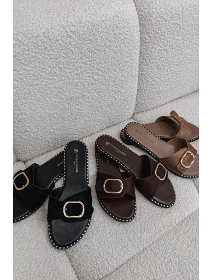 Dámské nazouváky na nízkém podpatku se zlatou sponou Camel Selivelle