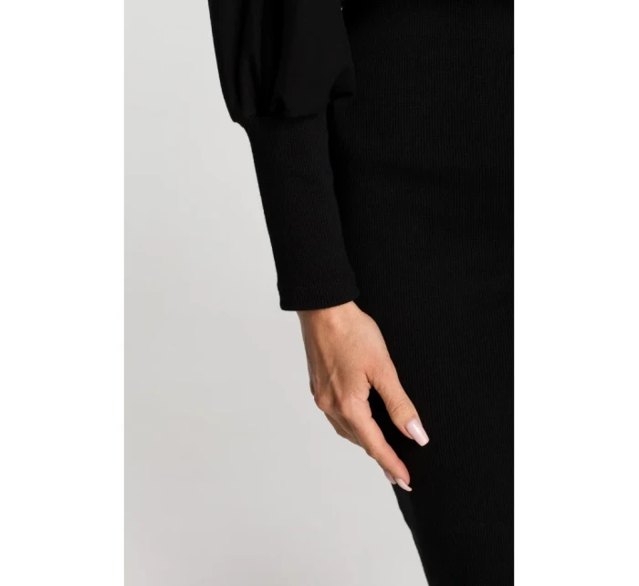 M690 Kombinované pletené šaty - černé M690 Kombinované pletené šaty - černé