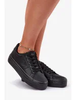 Dámské tenisky z ECO kůže na platformě Big Star – černé Dámské tenisky z ECO kůže na platformě Big Star – černé