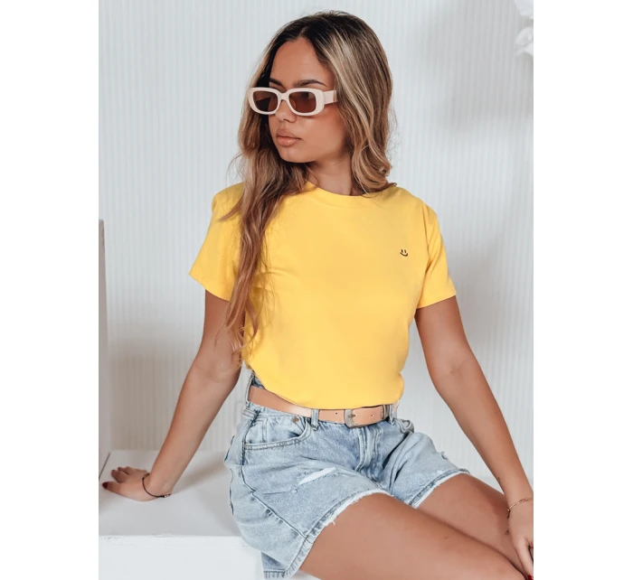 Dámské žebrované tričko SMILE FOR YOU žluté FashionStreet RY2908