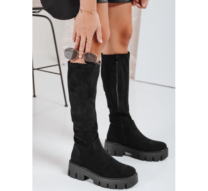 Dámské semišové boty na platformě černé FashionStreet ZY1103