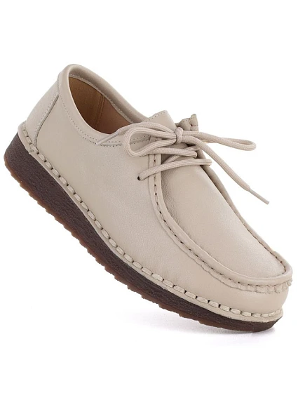 Dámské kožené mokasíny se šněrováním béžové Artiker 58C1519 Dámské kožené mokasíny se šněrováním béžové Artiker 58C1519