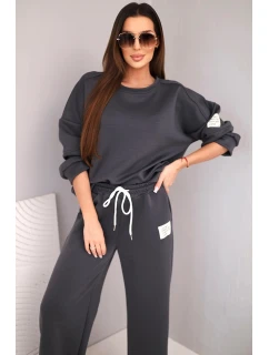 Dámský komplet máslo mikina + kalhoty grafitový