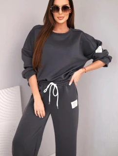 Dámský komplet máslo mikina + kalhoty grafitový