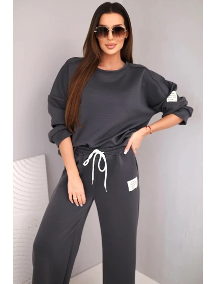 Dámský komplet máslo mikina + kalhoty grafitový