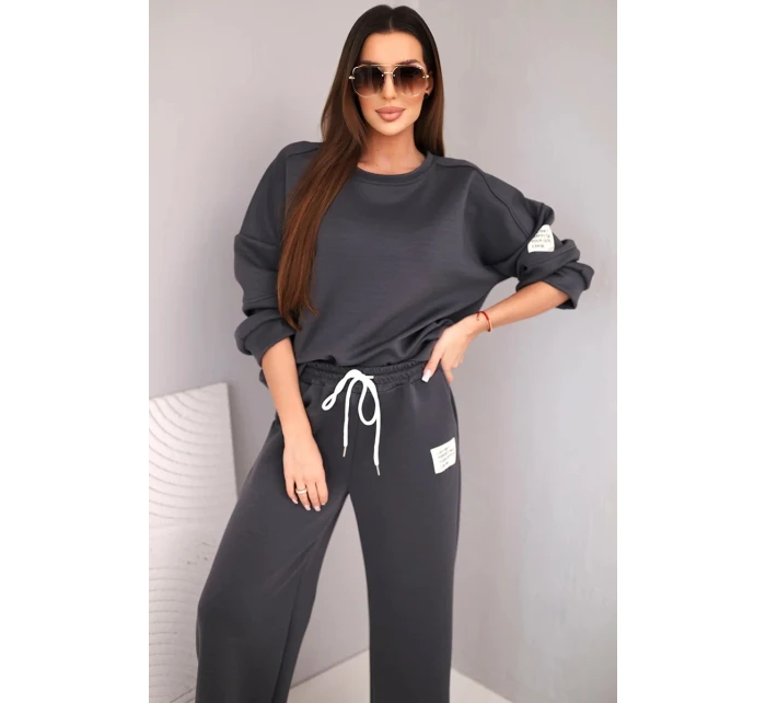 Dámský komplet máslo mikina + kalhoty grafitový