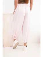 Dámské široké kalhoty s gumou v pase a šňůrkou ve stylu model 22064407 bonbónově růžová - K-Fashion Dámské široké kalhoty s gumou v pase a šňůrkou ve stylu model 22064407 bonbónově růžová - K-Fashion